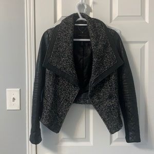 Cropped leather/fabric Jacket